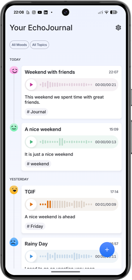 Echo Journal — Timeline mit Echos