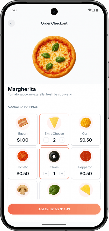 Android: Pizza-Konfigurator