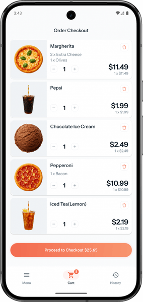 Lazy Pizza App auf Android
