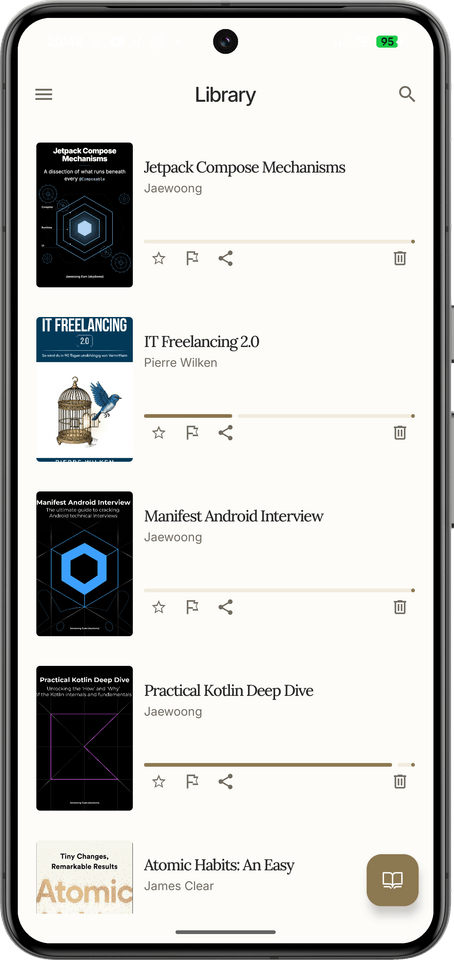 Page Keeper — Bibliotheksansicht auf Android
