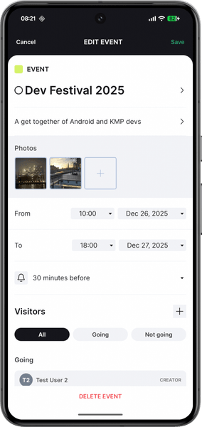 Tasky App — Termin bearbeiten auf Android