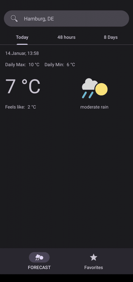 Weather Cast — forecast for the current location
